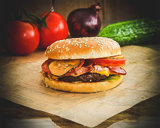 Cheesy-bacon beef burger